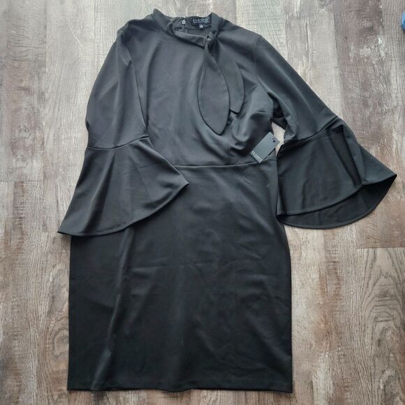 Eloquii Tie Neck Bell Sleeve Dress - Picture 2 of 3